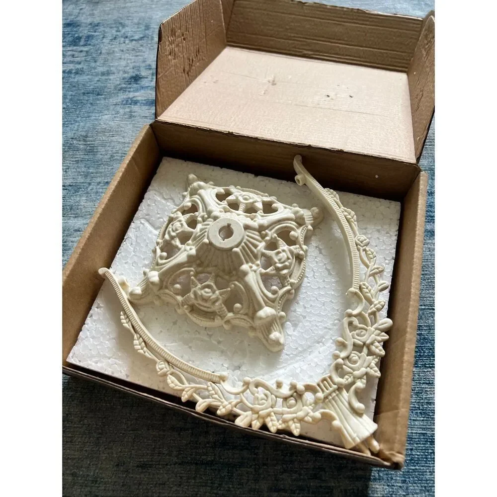 NIB! Cream Beige Vintage Style Scroll Ornate Style Tabletop Vanity Mirror